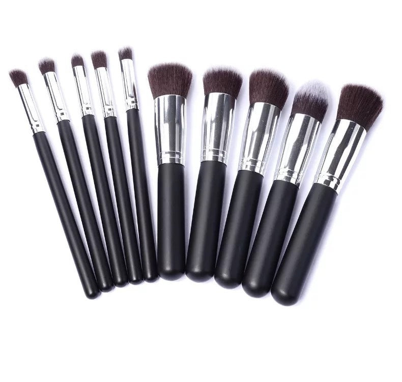 Black Bing Portable 10 Makeup Brushes Suit Beauty Tools
