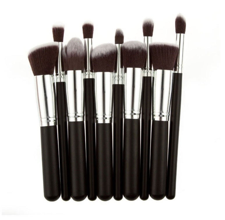 Black Bing Portable 10 Makeup Brushes Suit Beauty Tools